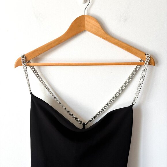 Zara Metal Jeweled Chain Straps Cowl Neck Mini Dress Black Size XS - Picture 6 of 10